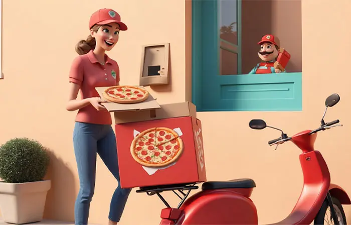 Pizza Delivery Girl 3D Art Character Design Illustration image